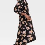Who What Wear Black Floral Long Modest Cotton Rustic Ruffle Prairie Boho Dress L Photo 2