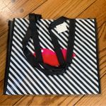 Sephora  VIB Red Lips Black and White Striped Reusable Shopping Tote Bag NWT Photo 2