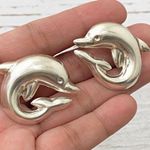 Sterling Silver Vintage  Chunky Dolphin Earrings Photo 3