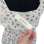 Monteau  Womens Floral Square Neck‎ Paperbag Linen Blend Dress Cream Large NWT Photo 4