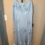 Lulus NWT Abundant Charm Light Blue 3D Floral Appliqué Maxi Dress Size XL Photo 3