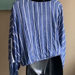 Bohemian cropped loose sleeve flowy smocked waist blouse medium Photo 4