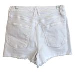 Good American Women's White Bombshell Denim Short Frayed Asymmetric Hem sz 10 Photo 2