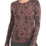 Athleta  Momentum Top Spacedye Floral Dried Cinnamon SIZE XS Long Sleeve Athletic Photo 0