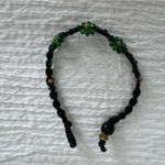 Macrame necklace and bracelet handmade bundle handmade black green metal beads Photo 6