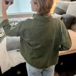 NIC & JO Cropped Raw Hem Green Shacket Photo 2