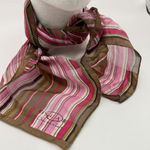 Oscar de la Renta  Gorgeous Silk Long Scarf Stripe Pink Brown Vtg Photo 0