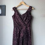 Rene Ruiz Gown Burgundy‎ Off the Shoulder Sequin Cocktail Formal Maxi Dress Sz 4 Pink Photo 3