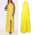 Meghan LA NWT  Aphrodite Maxi Dress Size Medium Yellow Halter Ruffle Slit Gown Photo 14