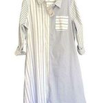 Croft & Barrow New  Shirt Dress Womens Blue Striped Midi Roll Tab Sleeve Sz PM Photo 0