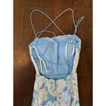 B Darlin Vintage B. Darlin Blue White Open Back Sparkly Fairy Maxi Gown Size 0 Photo 4