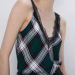 ZARA ✨  plaid lace cami tank top green✨ Photo 0