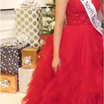 Red prom pageant ballgown dress Size 4 Photo 3