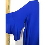 Pleione Women's Bell Sleeve Round Neck Keyhole Back Blouse Blue Medium Photo 5