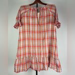 Madewell  Pink Orange Plaid Ruffle-Sleeve Popover Mini‎ Babydoll Dress Photo 6