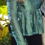 Something Navy Iridescent Green Blouse Photo 0