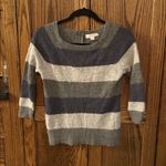 Kenar  Striped Blue Gray Angora rabbit Hair Sweater Soft 3/4 sleeve XS Photo 0