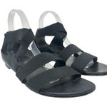 Stuart Weitzman  Gladiator Sandals‎ Flat Leather Stretch Knit Black Size 9.5 Photo 0