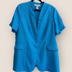 Allison Woods Blue Short Sleeve Blazer Plus Size 20W Vintage Casual Lightweight Photo 0