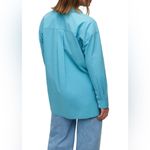 Madewell The Oversize Straight Hem Signature Shirt Shaded Aqua Size S NWT Photo 2