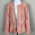 Talbots  Tweed Blazer Jacket Women 10 Pink Orange Full Zip Career Office Workwear Photo 6