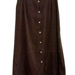Napa Valley Petites Brown Corduroy Skirt Button Front Midi Size 10P Vintage Y2K Photo 0