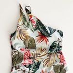 [MakeMeChic] Tropical Floral One Shoulder Asymmetrical One Piece Swimsuit Large Green Photo 7