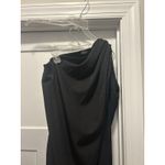 Women's Black One Shoulder Long Dress Formal Wedding Front Split Woven Large Photo 1