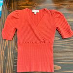 Catherine Malandrino Ribbed Puff Sleeve Wrap Knit Top S/P Photo 0