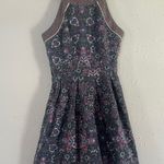 American Eagle  Outfitters Blue Pink Paisley Halter Mini Dress Y2K Summer Western Photo 0