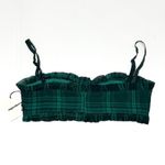 superdown NWT  Bralette Bustier Zelia Green Plaid Crop Top Bra Top Size Small NEW Photo 1