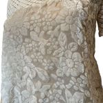 Abercrombie & Fitch Cream Boho Western Hippie Crochet Floral Velvet Crop Top Photo 1