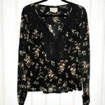 Denim & Supply Long Sleeve Floral Crochet Blouse Black Size M Photo 6