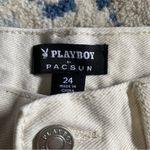 PacSun Playboy Shorts cream Denim 90s Nature Girl boyfriend Button Fly cut offs Photo 11