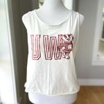 PINK - Victoria's Secret PINK UW Madison Badgers Cropped Backless Foil Print Graphic Tank Top Sz Large Photo 1
