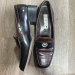 Brighton Jerri Black/Brown Croc Slip on Loafer with Heart Emblem 10 M Photo 3