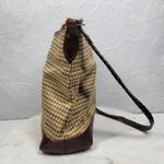 Brighton Tweed Purse Braided Leather Trim Heart Charm Brown Tan Check Photo 13