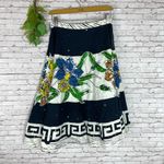 Bernardo  Navy Blue Sequin Floral Print A Line Midi Skirt Photo 4