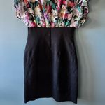 Nicole Miller Women Black Stretch Floral Cap Sleeve V Neck Mini Dress 8 Career Photo 3