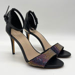 ALDO Women’s Black Ankle Strap Heels Size 6.5M Rhinestone Open Toe Stiletto Sa Photo 0