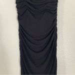 Badgley Mischka  Black Ruched Strapless Sweetheart Floor Length Formal Gown Sz 10 Photo 1