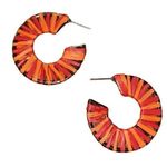 New Orange & Red Raffia Hoop Earrings Red Photo 0