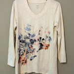 J.Jill M Cotton Long Sleeved Floral Print Pullover Top Green Size M Photo 0