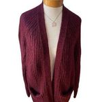 Johnston & Murphy  Long Sleeve Open Front Pocket Cardigan Size Medium burgundy wi Photo 0