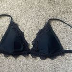 Hollister  black floral lace lined, padded bikini swimsuit top size medium Photo 0