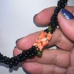 Vintage Black‎ Onyx Coral & Jade Bead Necklace Black Photo 5