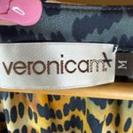 Veronica M ‎ Chiffon Dress Medium Blue Brown Animal Print Long Sleeve Office Wear Photo 2