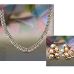 Badgley Mischka NWT Badgley Mushka  Pearl Turquoise Necklace Set Rhinestone Wedding Photo 2