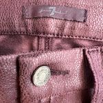 7 For All Mankind  Merlot Burgundy Faux Leather Knee Seam Coated Jeans Size 27 Photo 4