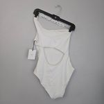 ONIA Sienna One Shoulder Cutout Ribbed Swimsuit White Photo 6